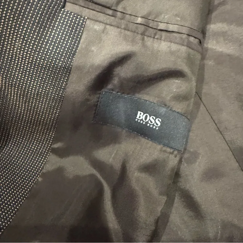 Hugo Boss Mens Blazer Sport Coat Two Button Casual Jacket 40L Wool Silk Blend